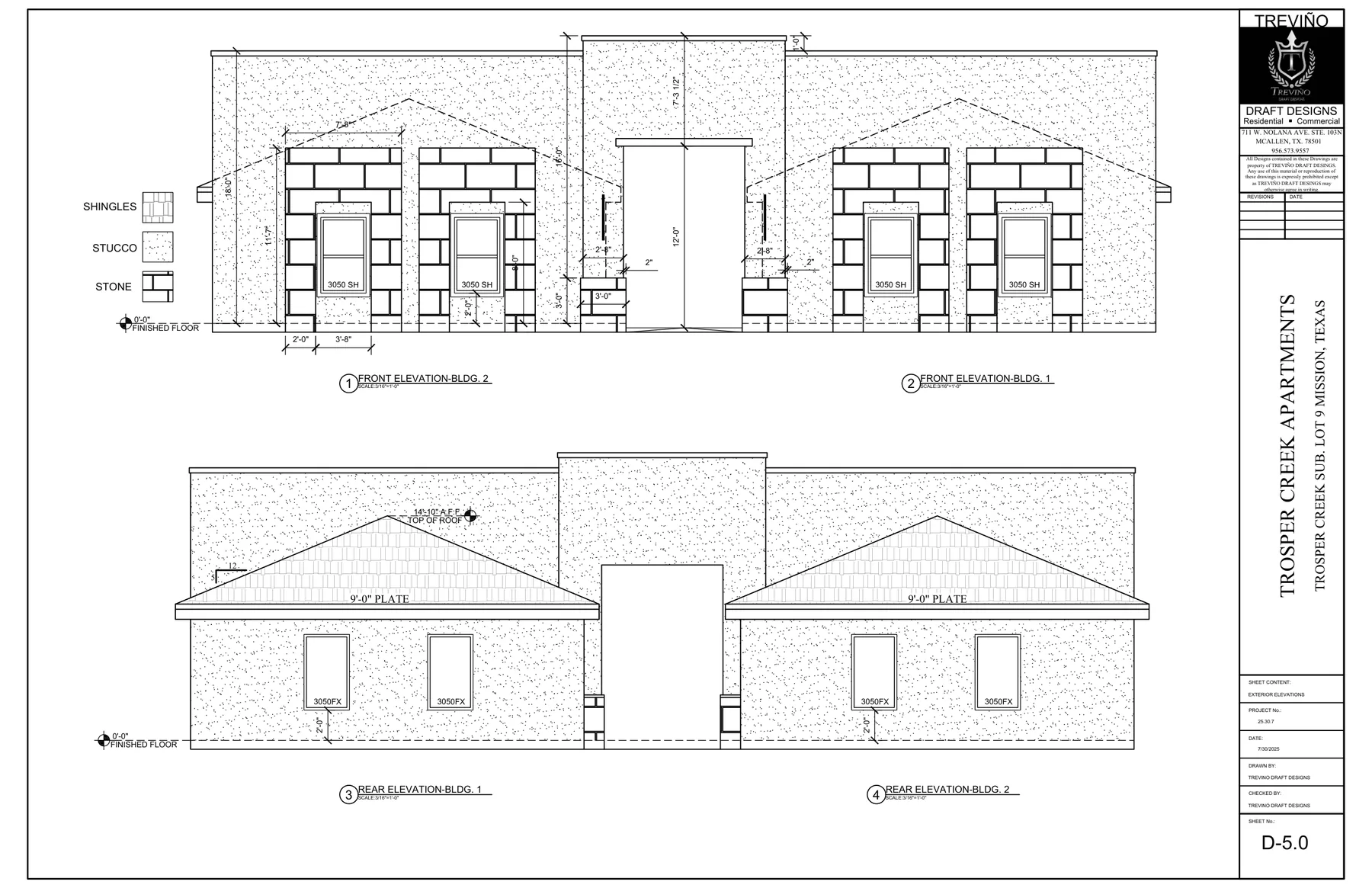 Exterior elevations
